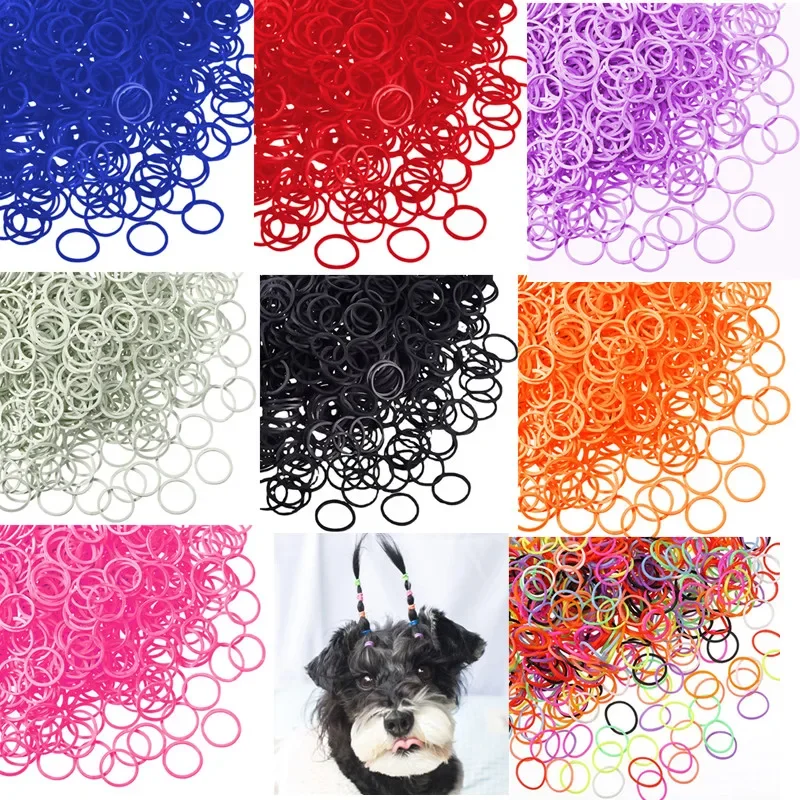 100 Pieces/lot Elastic Rubber Band for Small Dog High Elasticity Dog Hair Accessories Colorful Pet Hair Band