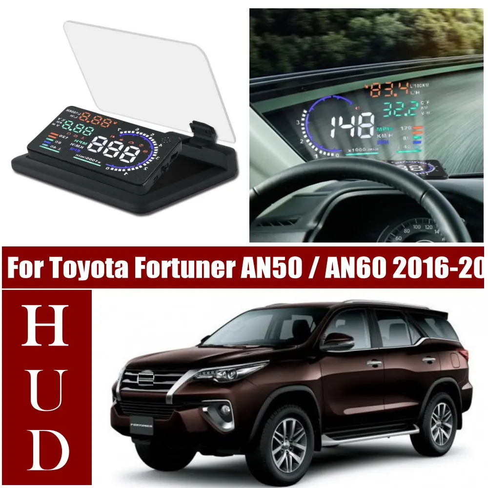 Car HUD Head Up Display LED Windshield Projection For Toyota Fortuner AN50 2005-2015 AN60 2016-2026
