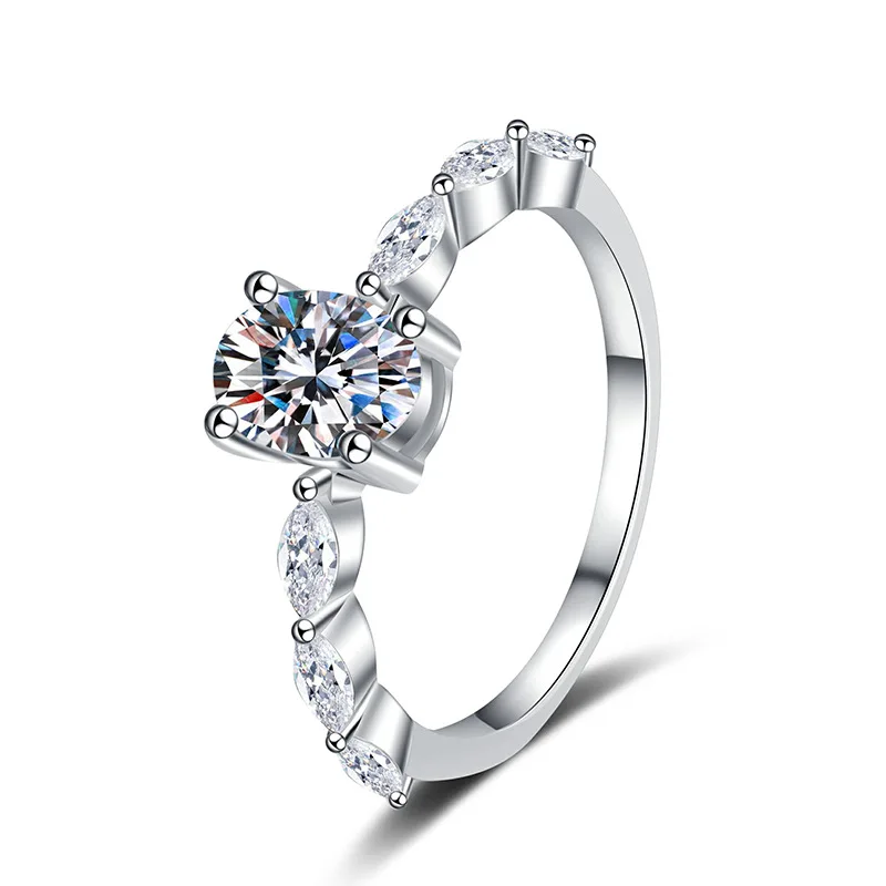 PT950 البلاتين مجموعة حمامة البيض 1-قيراط مويسانيتي خاتم اقتراح خاتم الماس الكلاسيكية حقيبة مربعة المرأة خاتم PT950 بصمة