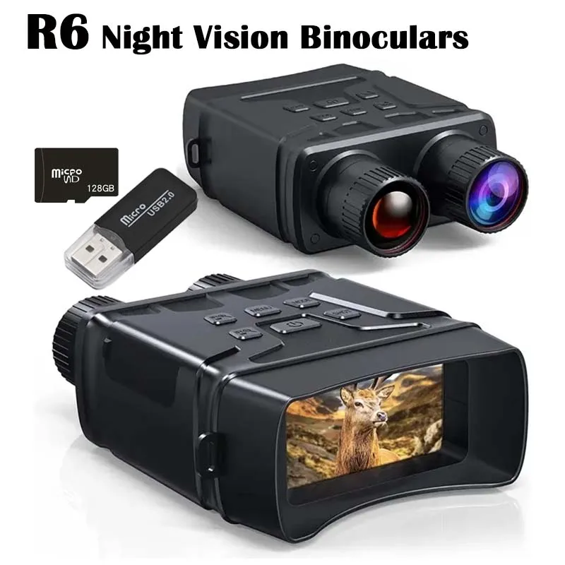 R6 1080P Night Vision Binoculars Professional Rechargeable 850nm Infrared 5X Digital Zoom Hunting Telescope for Travel Camping