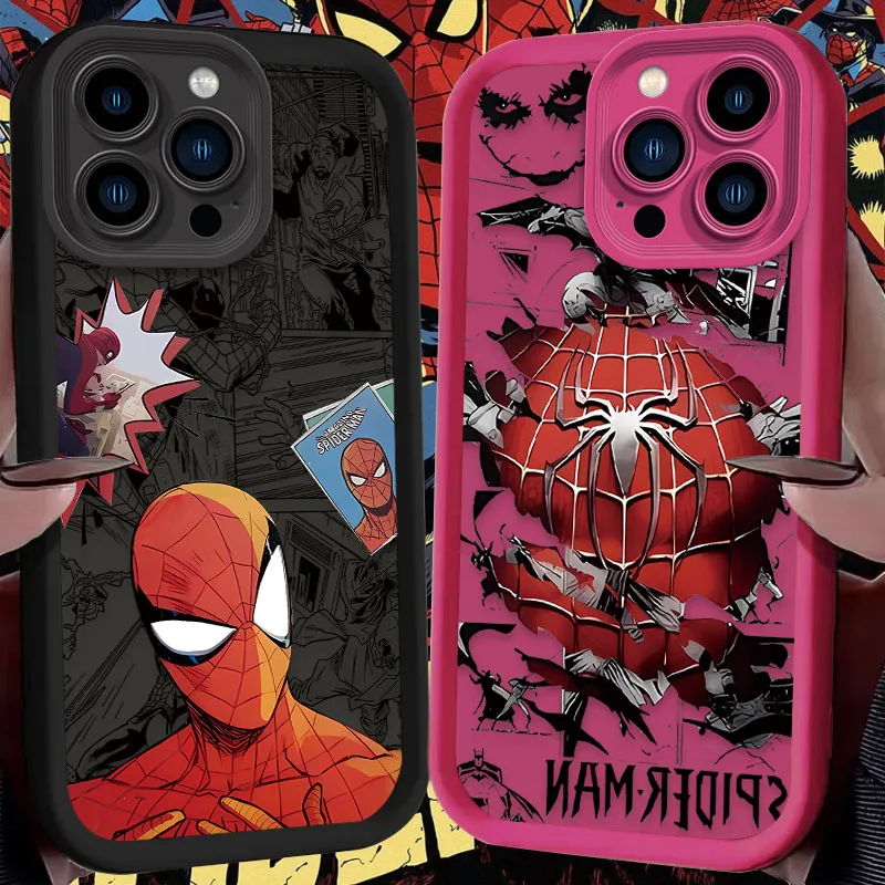 Marvel Spider Man Case For iPhone 16 15 14 13 12 11 Pro Max X XS X S Max XR SE 2020 7 8 Plus iphone16 Soft Silicone Back Cover