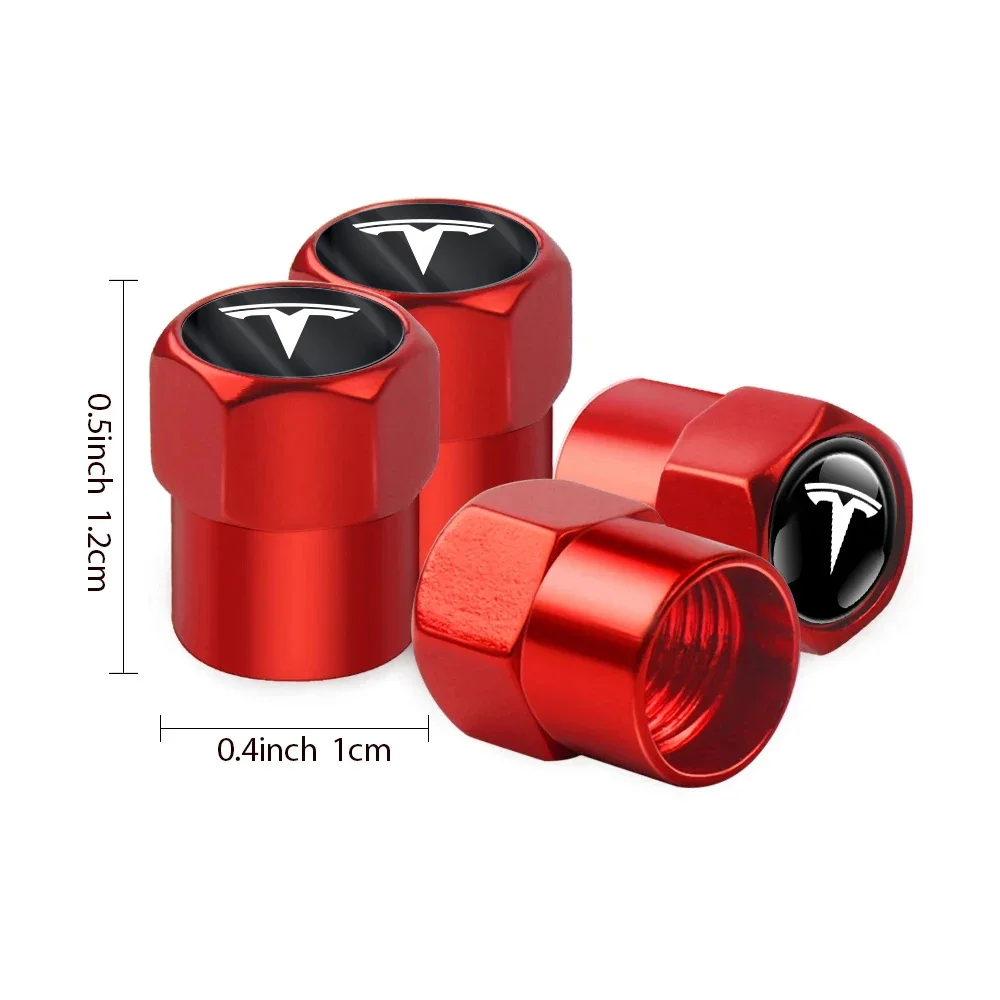 4pcs Car Styling Aluminum Emblem Wheel Tire Valve Stem Air Caps For Tesla Model 3 Y S X Roadster