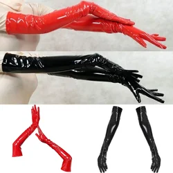 Sexy Wetlook Punk Rock lange Handschuhe für Frauen Hip Hop Jazz Disco Tanz handschuhe Leder Skinny Fetisch Fäustlinge Cosplay Zubehör