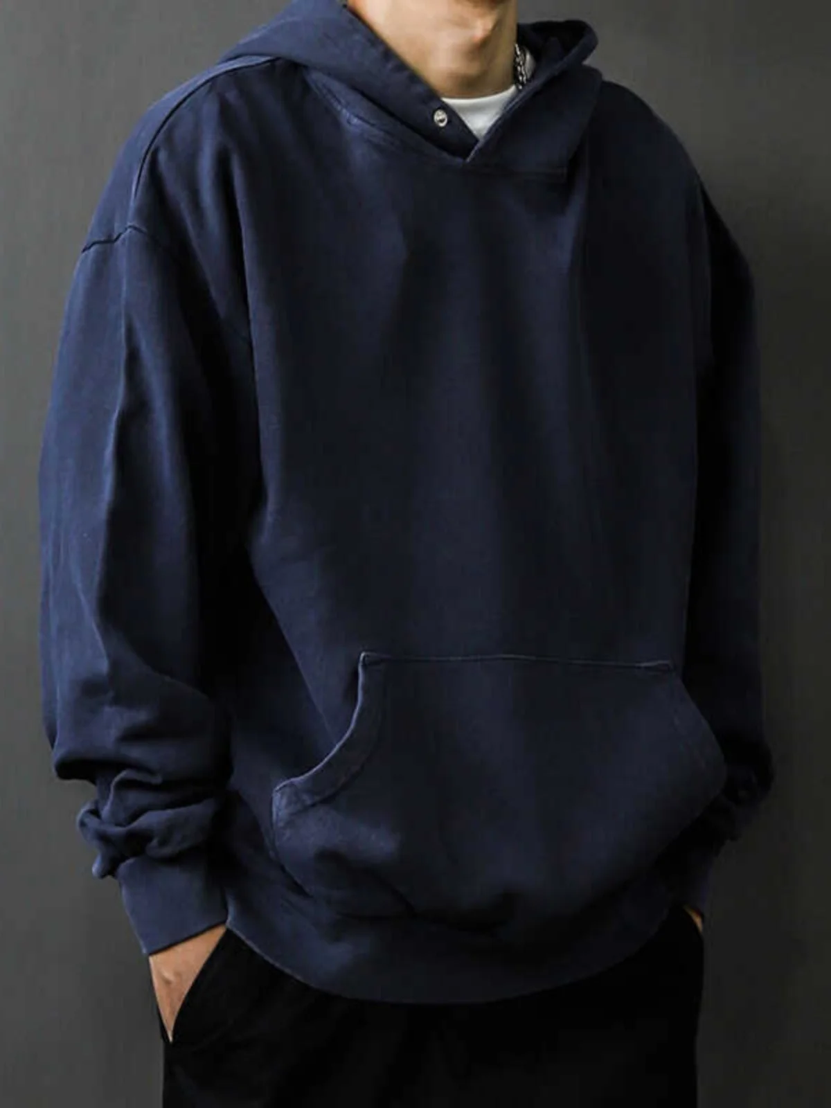 

Мужская толстовка-худи в стиле ретро, свободного кроя, однотонная, весенне-осенняя, молодежная, повседневная, удобная