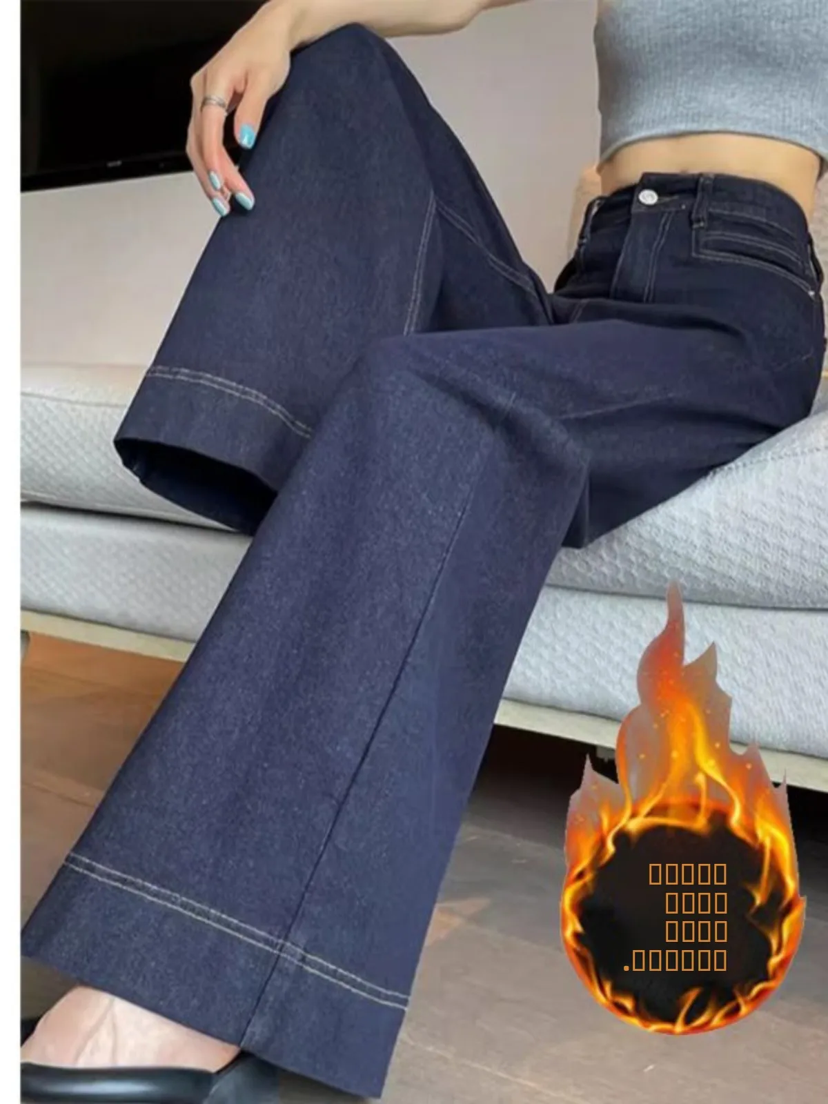 Tiefblaue Vintage-Jeans mit geradem Bein und weitem Schnitt, hoher Taille, lange Hose für Damen, Frühling/Herbst, neu, lässig...