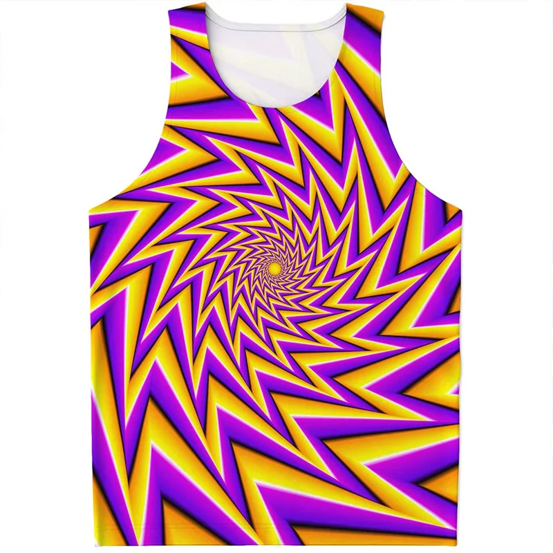 Fashion Twinkle Psychedelic 3d Printed Tank Top For Men Optical Illusion Pattern Tee Shirts Summer Street Sleeveless Vest