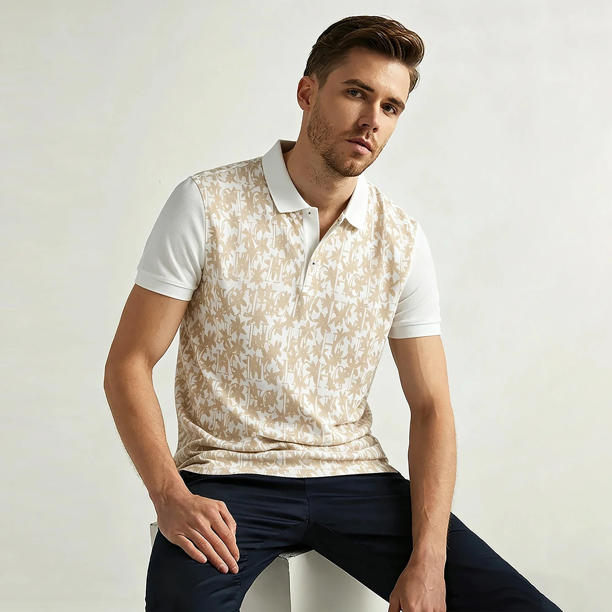 CH Men's POLO Commuting Vacation Men Comfortable Short Sleeves Printed Design Luxury Elegant Old Money Style Men's Short Sleeves