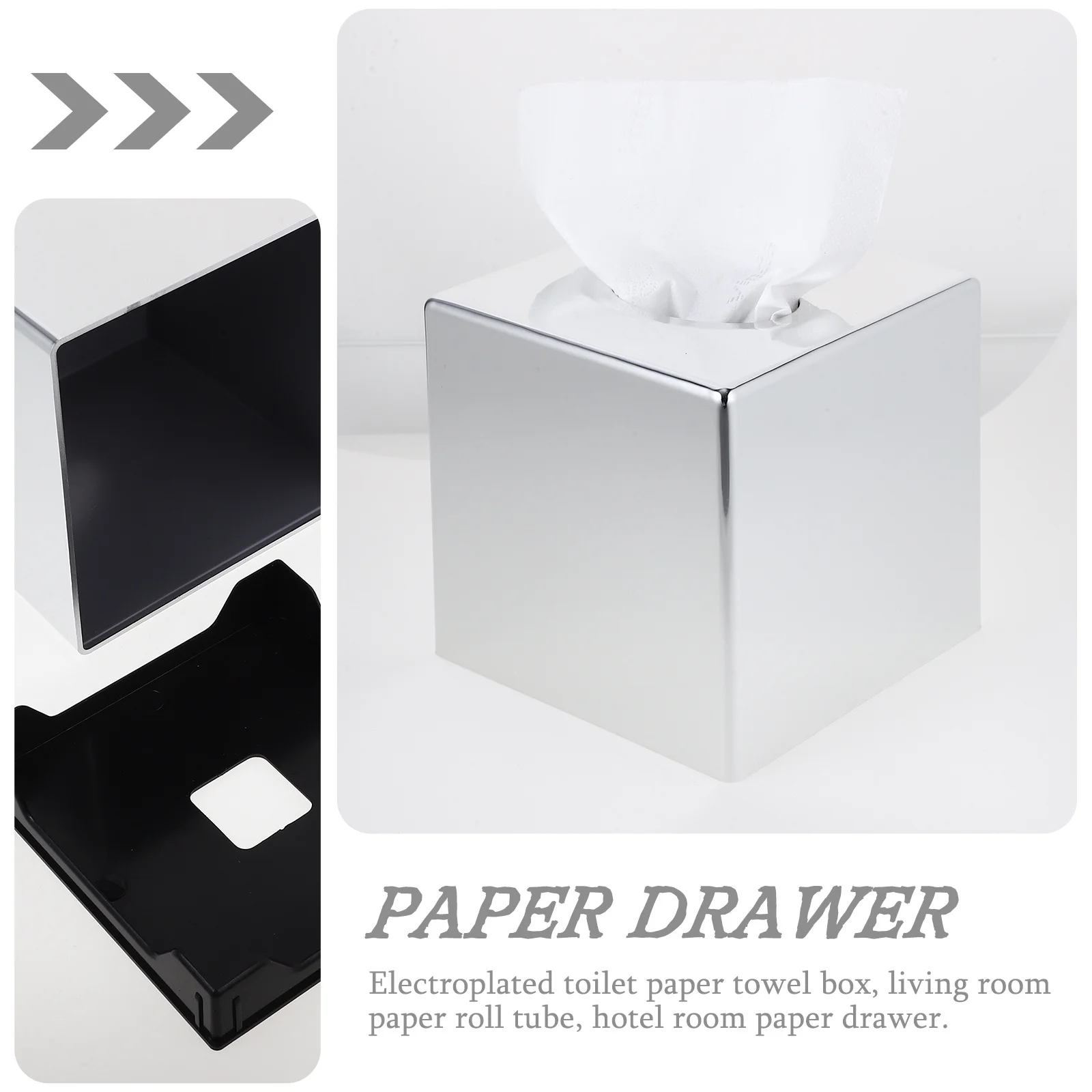 

Electroplating Tissue Box Cover Abs Plastic Square Napkin Holder Modern Decorative Dispenser For Home Hotel Office Bathroom Use