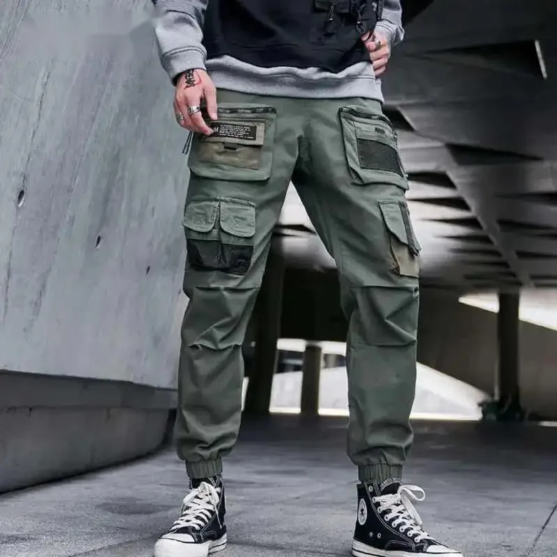 HKSH ربيع الخريف جديد الرجال المد ملابس داكنة السراويل البضائع شارع العليا الاتجاه عادية اقتصاص طماق الشرير Ins وزرة التكتيكية HK0005