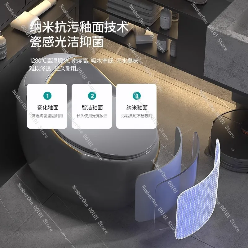 New Household Colored Egg-shaped Toilet, Light Luxury Grey Ceramic Siphonic Toilet for Small Apartments, Water-saving Design