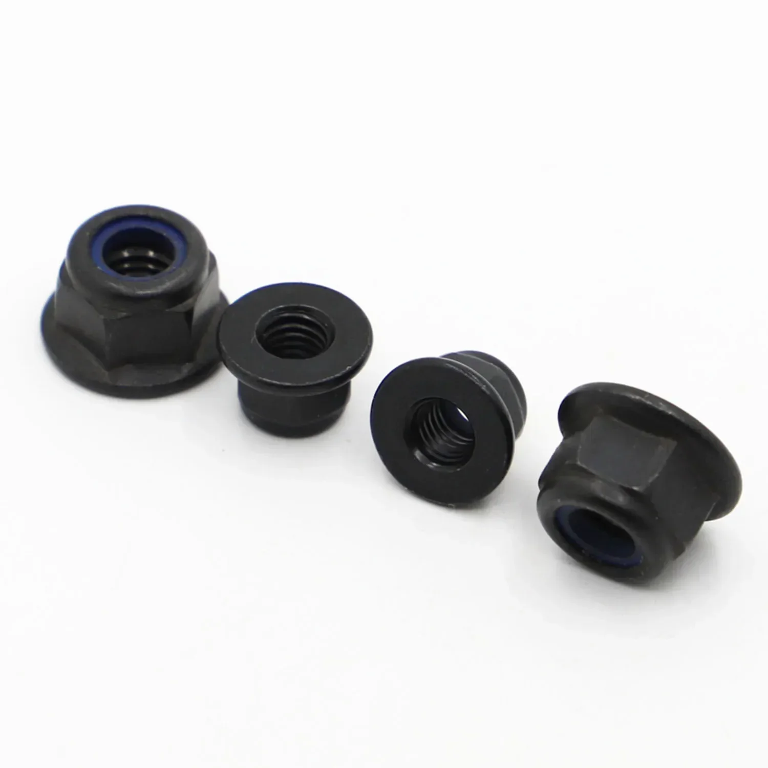 M3 M4 M5 M6 M8 Brida hexagonal de acero al carbono negro Tuerca de bloqueo de inserción de nailon Tuerca de bloqueo Nylock autoblocante