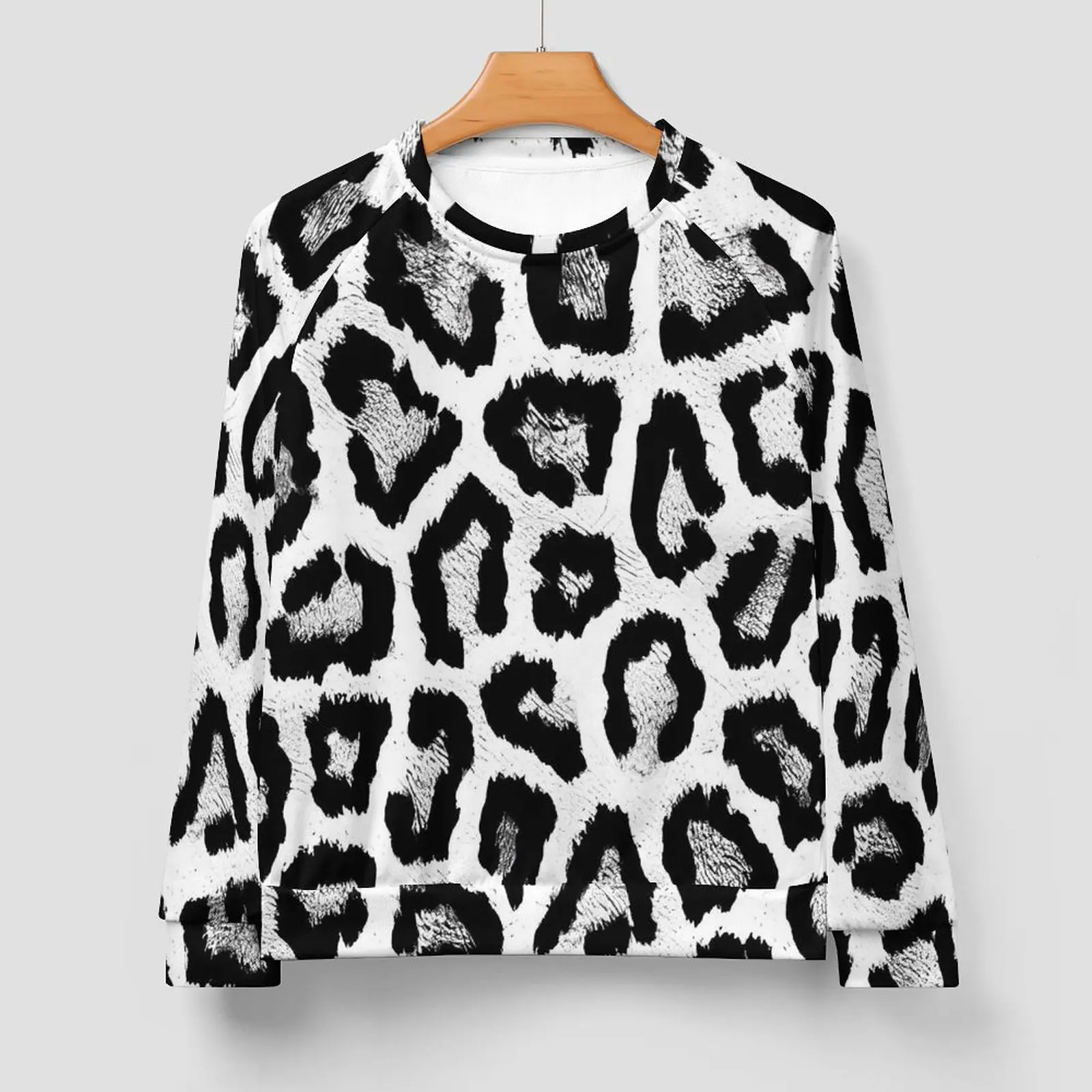 Black And White Leopard Print Loose Sweatshirts Man  Streetwear Hoodies Winter Vintage Design Hoodie Plus Size