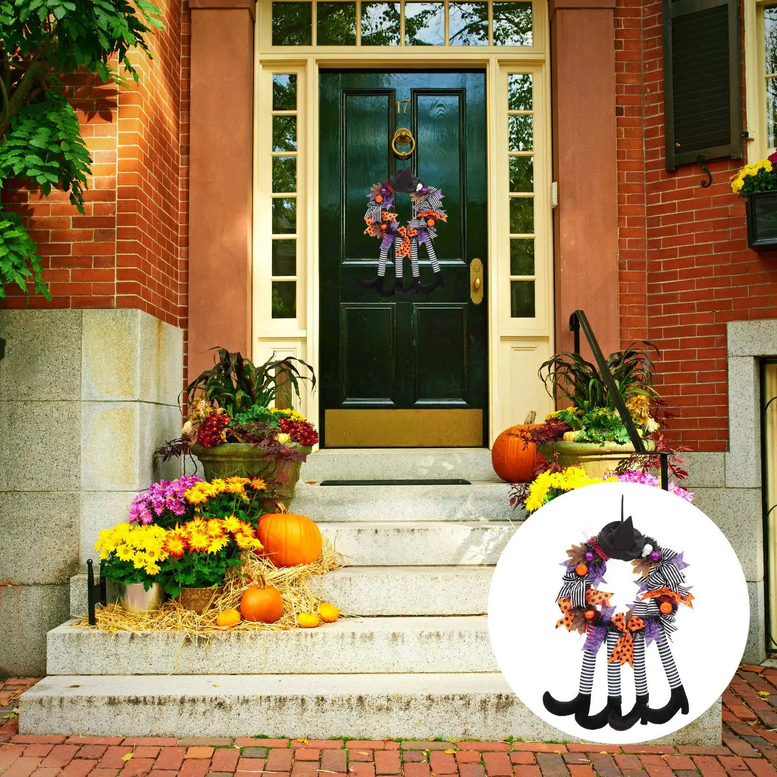 

Halloween Wreath Witch Leg Creative Design Festival Door Hanging Decoration Haunted House Party Ornament Halloween Wreath