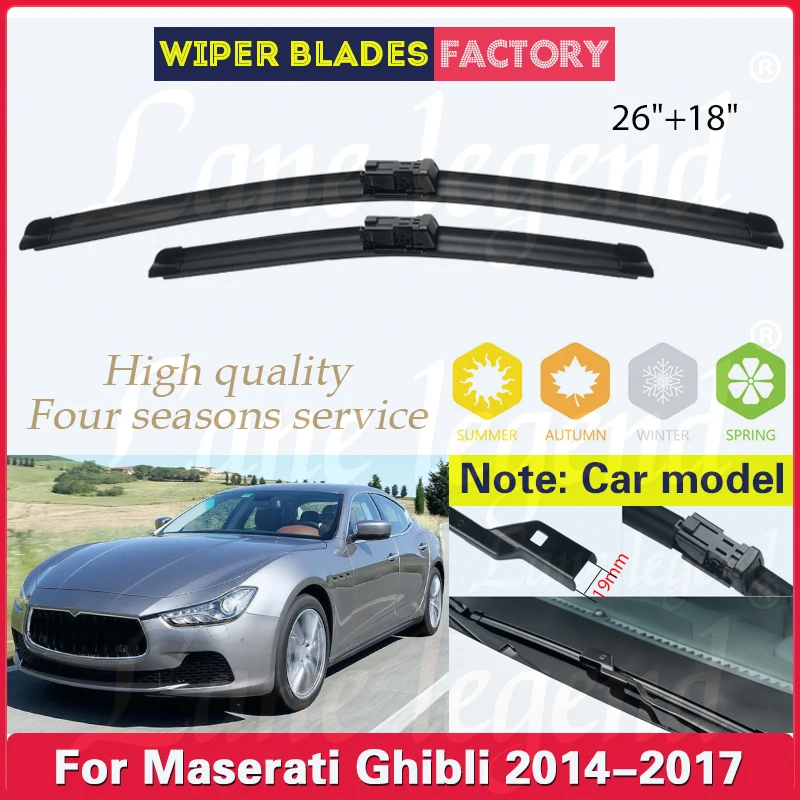 

Car Wiper Blades For Maserati Ghibli 2014 2015 2016 2017 Windshield Windscreen Front Window Rain Brush 26"+18" Car Accessories