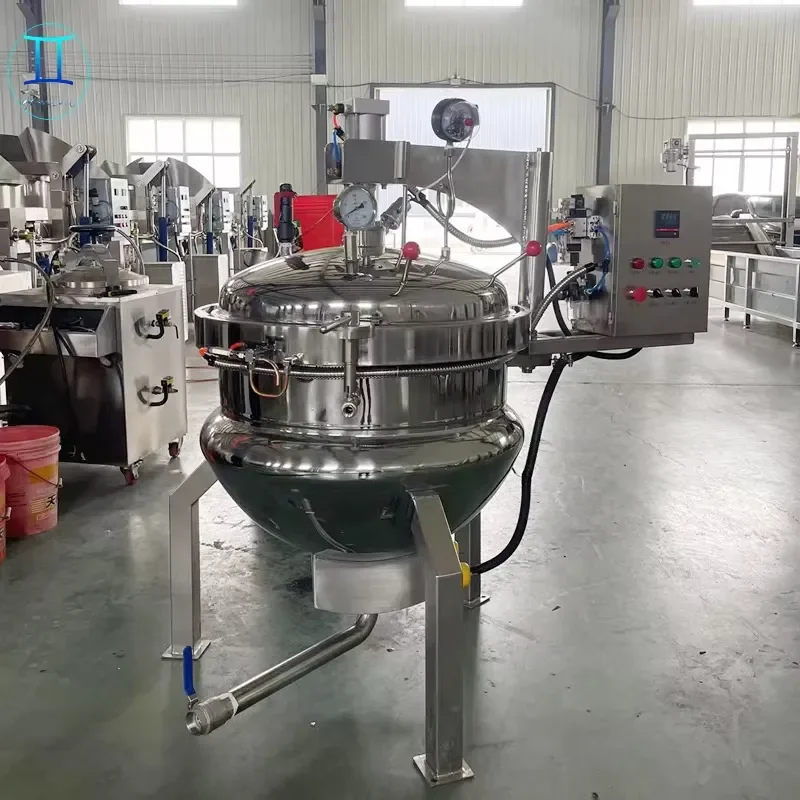 Industrial Vacuum Jacketed Kettle Steam Cooker With Agitation For Corn Syrup Sugar Mixing And Cooking Pot