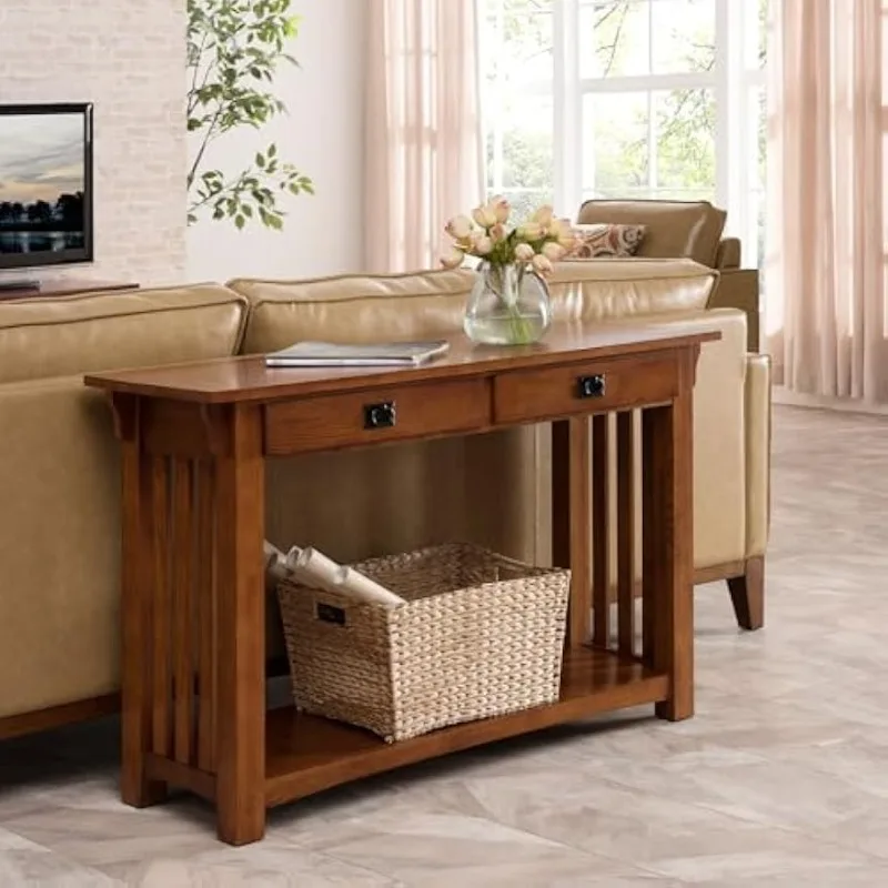 Mission Console Table for Entryway, Wood Sofa Table, Made with Solid Wood, for Living Room, Hallway, Office, Bedroom