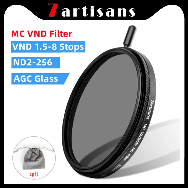 7artisans MC Variable ND2-ND256 ND Lens Filter AGC Optical Glass 1.5-8 Stops For Camera Lens Adjustable Neutral Density Filter