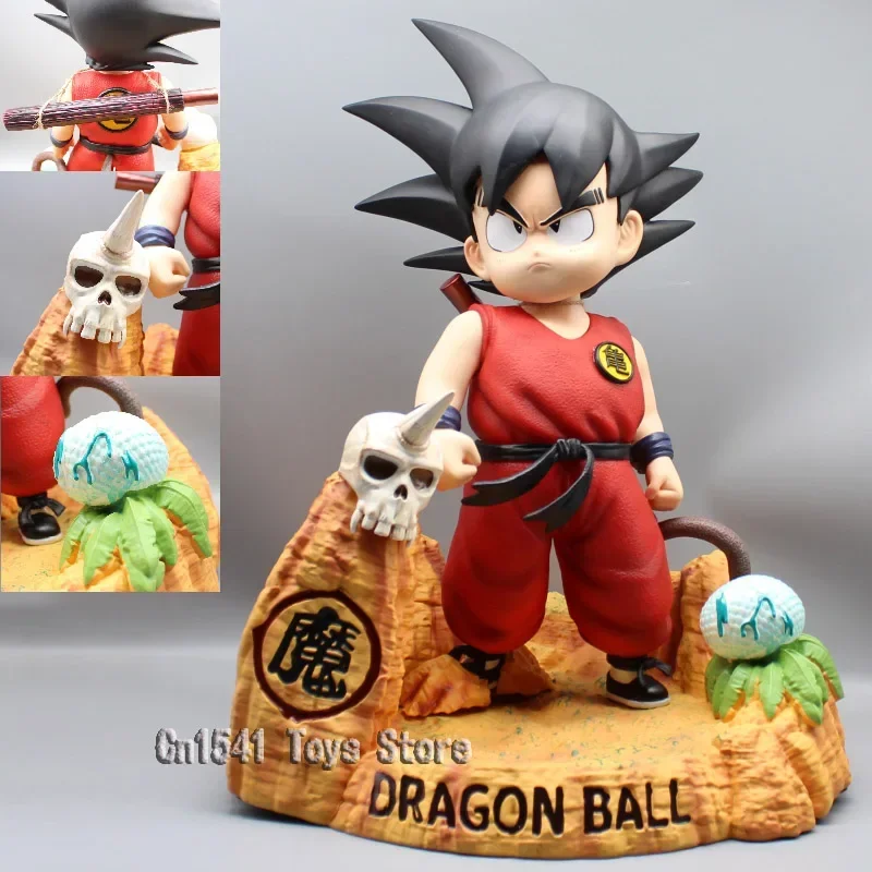 

43cm Kid Goku Figure Childhood Scenes Dragon Ball Z Action Figures Battle Son Goku Statue PVC Big Model Desktop Ornament Toys