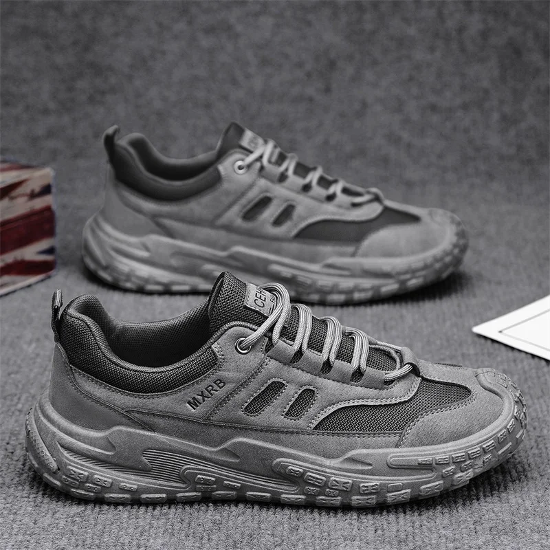 

Спортивная повседневная кожаная обувь, дышащие рабочие ботинки без шнуровки, весна-лето, новый стиль, противоскользящая износостойкая мужская походная обувь