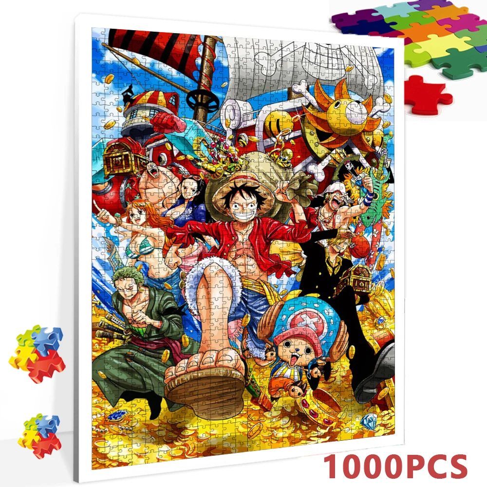 1000 Pieces Japanese Anime Puzzles One Piece Jigsaw Puzzles for Adults Kids Educational Toys High Difficulty Decompression Game