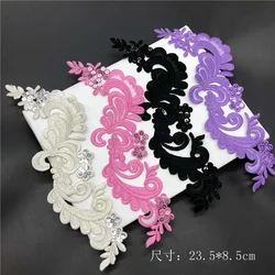 23.5*8.5CM Sequin Patch and Appliques Embroidery Flowers Clothing Thermoadhesive Patches,Iron on Stickers for Party Dresses