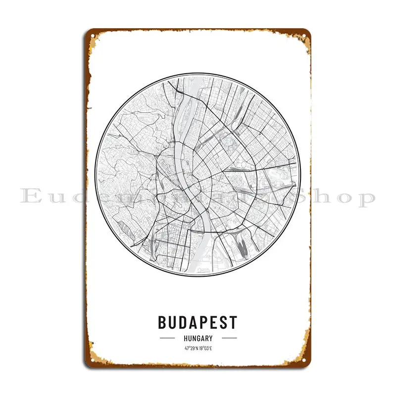 Budapest Hungary Metal Plaque Poster Club Bar Cave Wall Mural Garage Tin Sign Poster