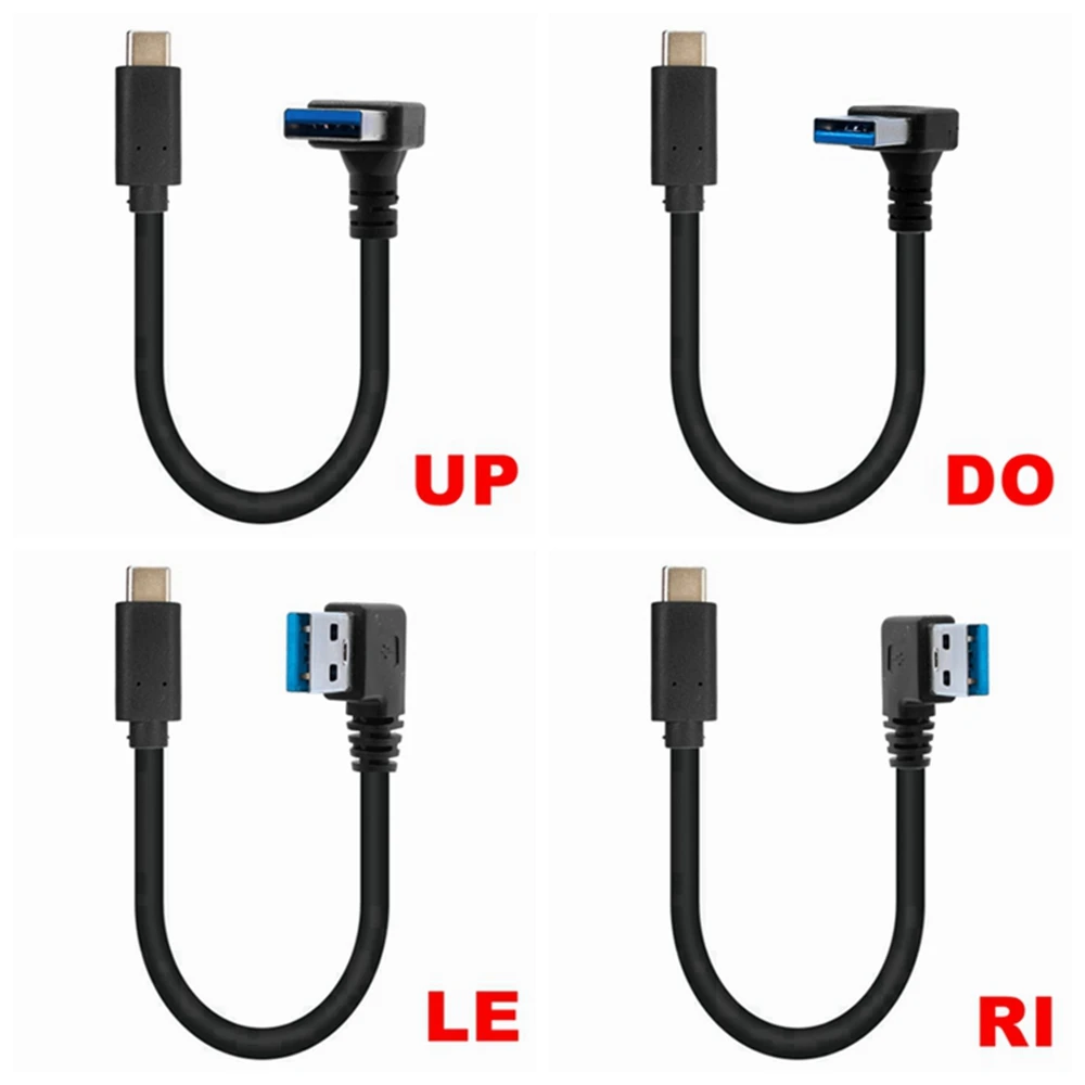 Type-C data cable USB3.0 charging wire, double elbow short wire, 90 degree right angle suitable for vehicle power line, dash cam