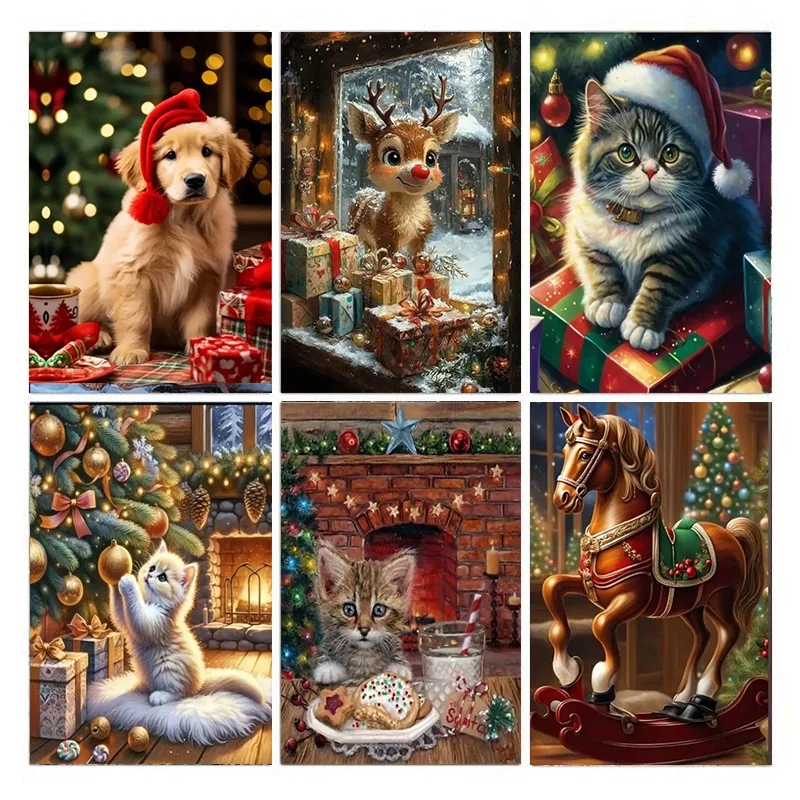 

AB diamond painting, Christmas animal 5D diamond painting, diamond painting kit for adults and beginners, DIY diamond painting