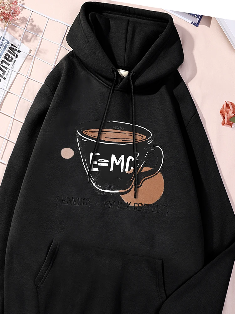 Coffee And Milk Bring Energy Printing Female Tracksuit Cotton Chic Hoodie Trendy Round Neck Sportwear Oversized Stylish Clothing