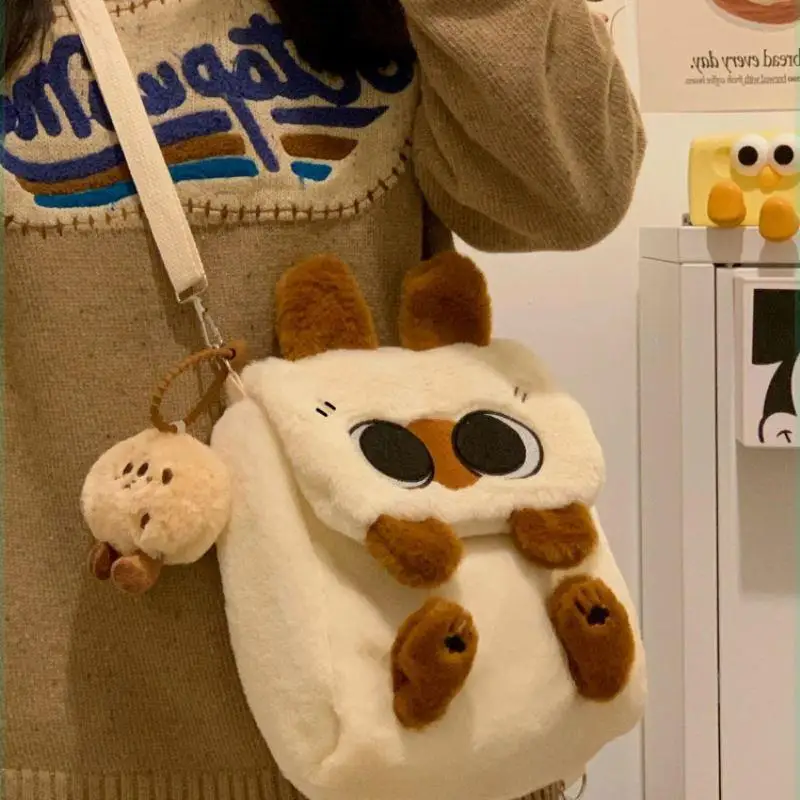 Azuki The Siamese Cat Azukisan Plush Bag - Versatile Commuter Bag, Cute Cartoon Design,  (Crossbody Backpack Shoulder Bag)