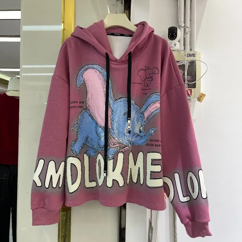 2025 Autumn Winter New Sweet Age-Reducing Cartoon Hooded Sweatshirts Jacket For Ladies Loose Casual Pullover Top Hoodies Outwear