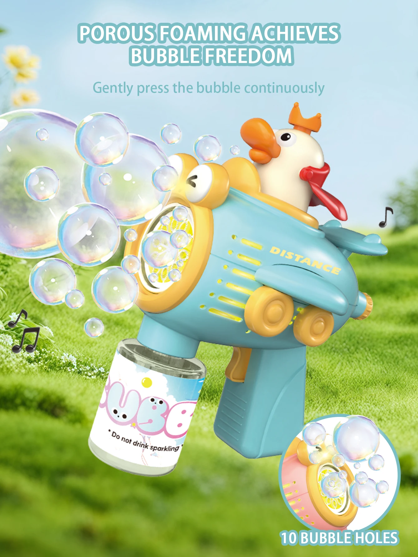 ماكينة فقاعات محمولة أوتوماتيكية بالكامل، إضاءة وموسيقى ملونة، ماكينة فقاعات جاتلينج، هدايا ألعاب عيد الميلاد، ألعاب خارجية #5