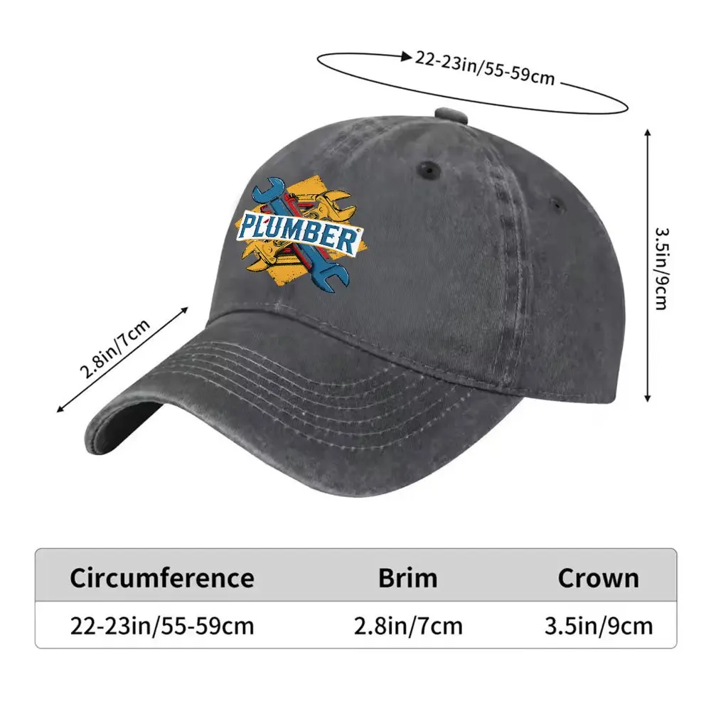 1pc 1pcs Plumber Wrench Print Washed Duckbill Cap - Adjustable Unisex Baseball Hat Suitable for Outdoor Sports, Casual Wear, Plu