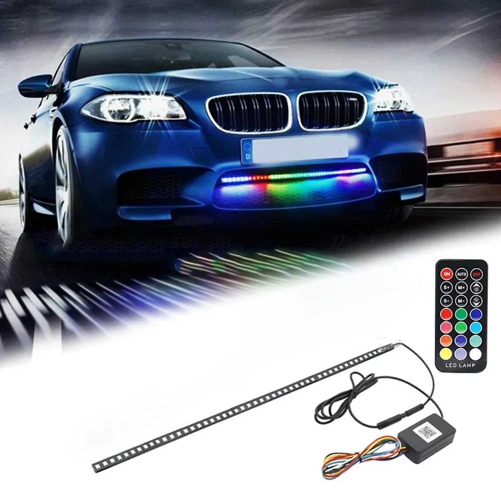 22inch 48LED RGB Car Scanner Knight Rider Strobe Flash Light RGB Flash Rhythm Recognition Light Strip with Remote Control