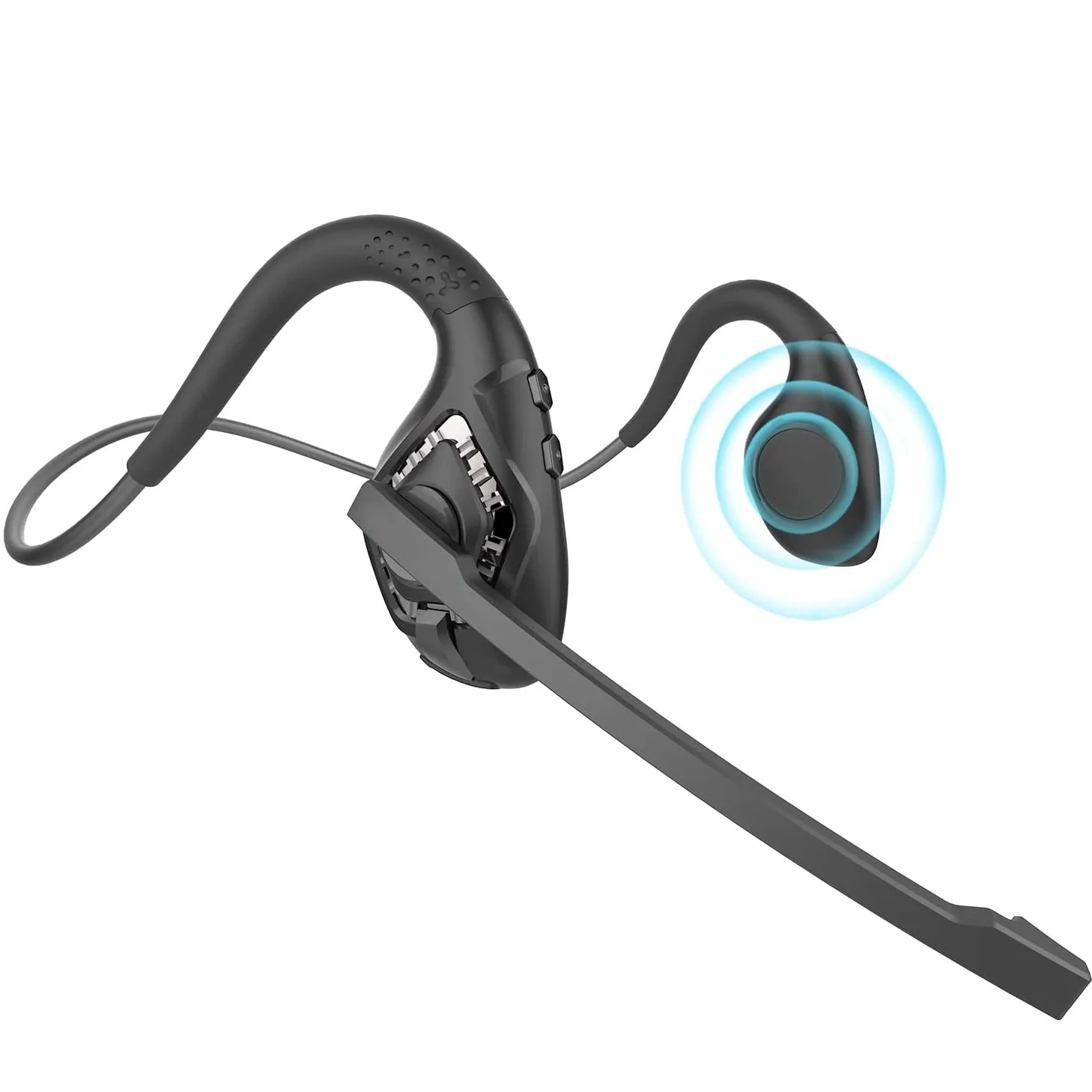 

Open Ear Headphones, Air Conduction Bluetooth Headset, Wireless Earphones Stereo w/Noise-Canceling Boom Mic for Cell Phone Sport