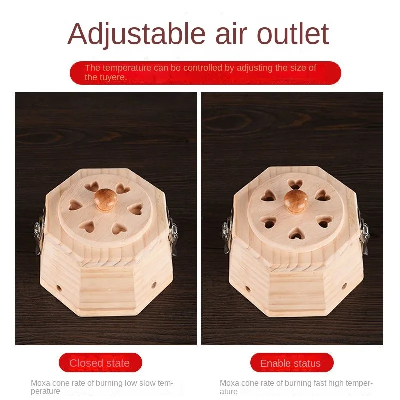 Wooden Moxibustion Box Breast Massager Moxa Therapy Compress Warm Abdomen Back Chest Pain Relief Temperature Adjustable