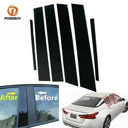 6 pz/set Car Window Pillar post Door Trim Sticker nero lucido decorazione copertura accessori per Nissan Altima 2019 2020 2021