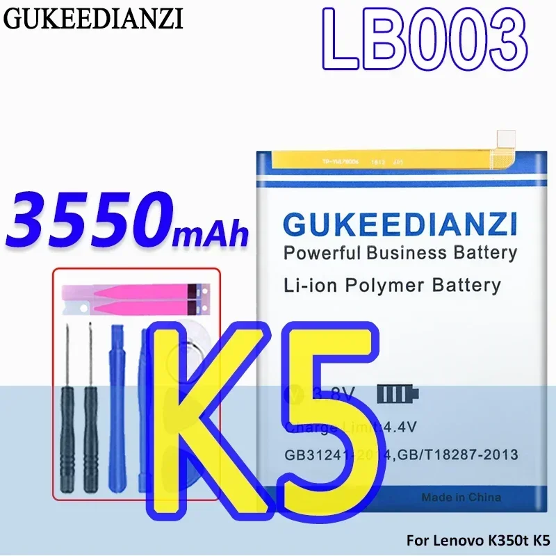 

Аккумулятор большой емкости GUKEEDIANZI LB003 3550 мАч для Lenovo K350t K5