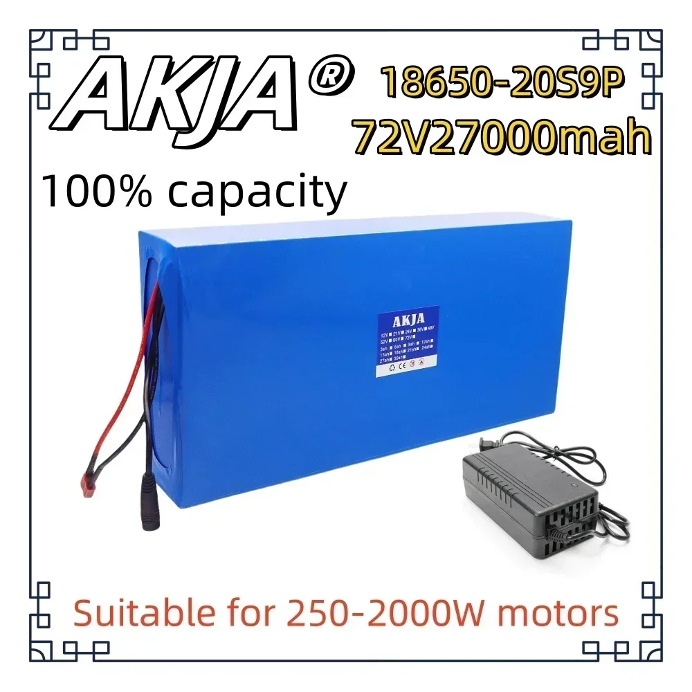 Air fast transportation 72V New Full Capacity Power 18650 Lithium Battery 27AH Lithium Battery Pack 20S9P Suitable for 250-2000W