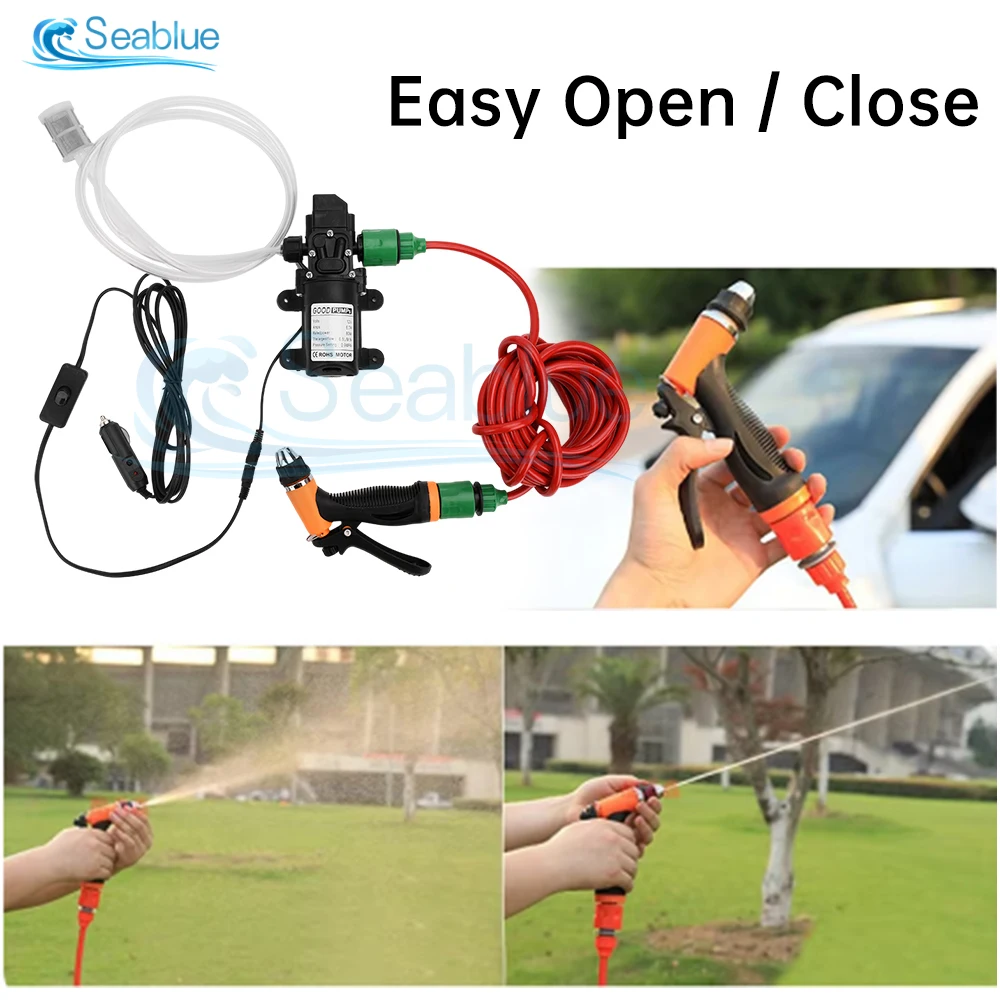 80W Portable 12V Car High Pressure Cleaning Pump Kit 6.5L/min Electric Cleaning Pump Car Garden Pet Cleaning