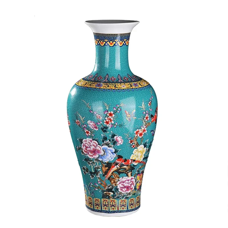Jingdezhen Antique Porcelain Enamel Fish Tail Shape Vase Large Classical Chinese Mansion Decoration Magnificent Ornament