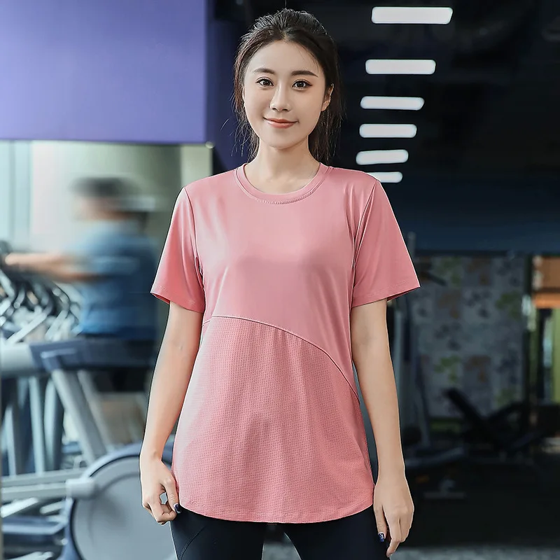 Plus Size Yoga Shirts Woman Sportswear Quick Dry T-shirt for Fitness Training Wear Ladies Gym Clothing Sports Top