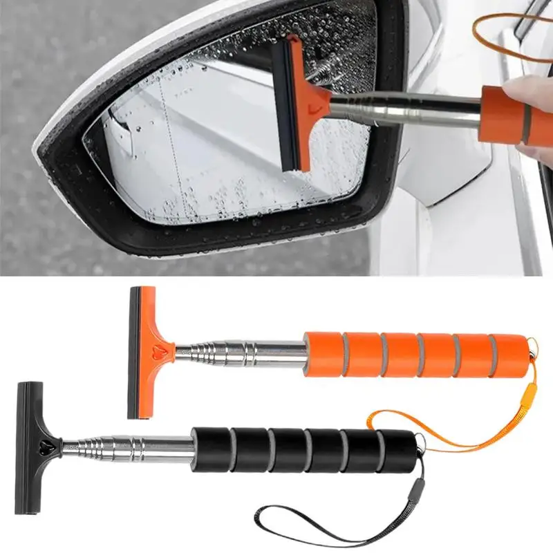 Car Side Mirror Squeegee Side Mirror Small Squeegee Rear View Mirror Wiper With Telescopic Rod Portable Cleaning Tool For Car