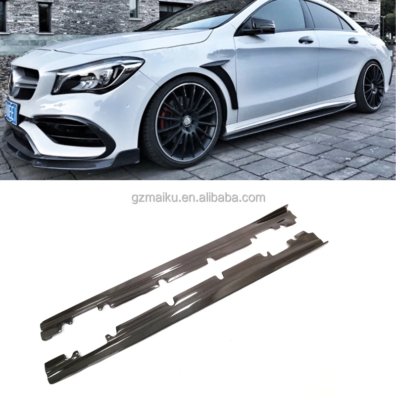 REVOZPORT Carbon fiber side skirts spoiler for 2013-2018  CLA Class W117 W176 CLA250 CLA45