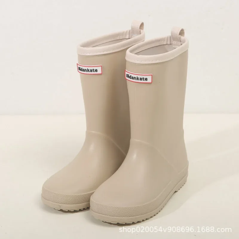 Four Seasons Kids Casual Solid Color Easy-on Water Boot Boy Girl Short Waterproof Rain Boots Children Baby Non-slip Rubber Shoes