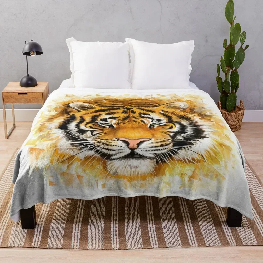 

Artistic Tiger Face Throw Blanket manga Warm Blankets