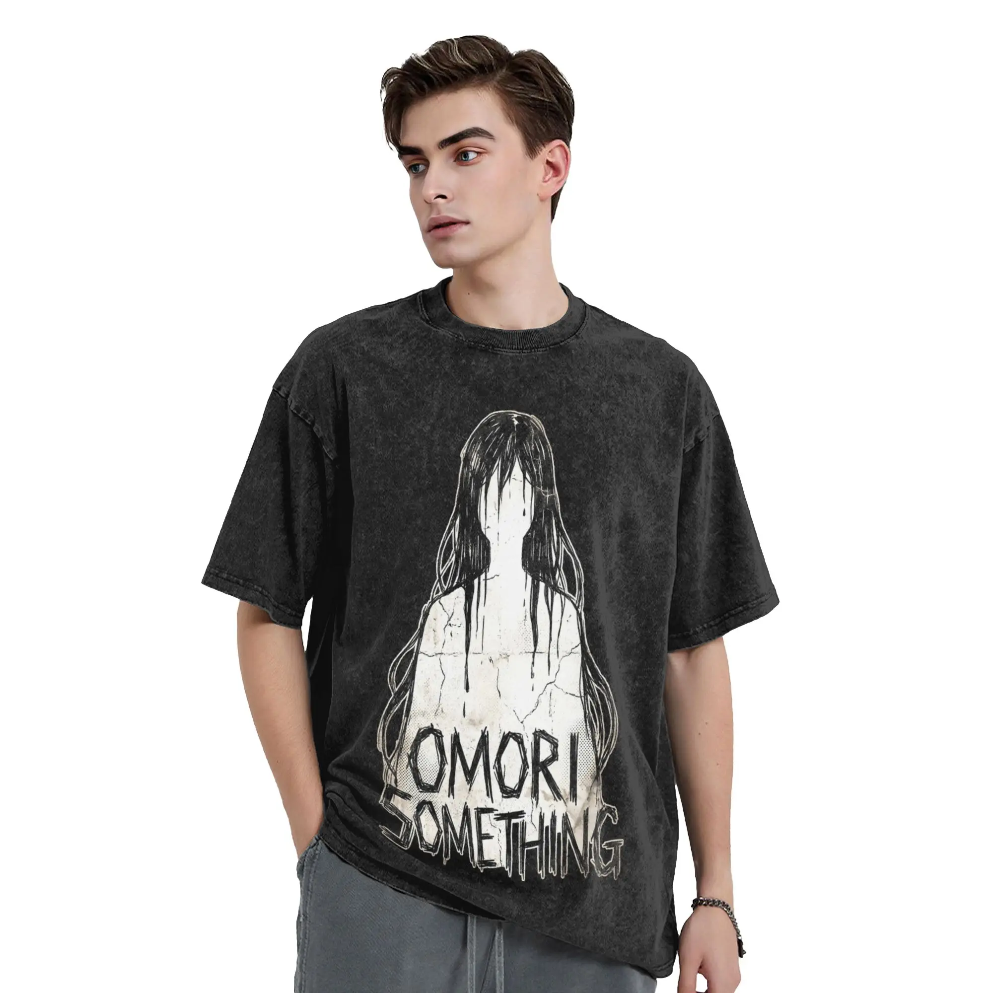 Washed T Shirts Something Omori Grunge Gamer Hip Hop Novelty T-Shirts Street  Streetwear Printed Tops Tee Shirt Men Women
