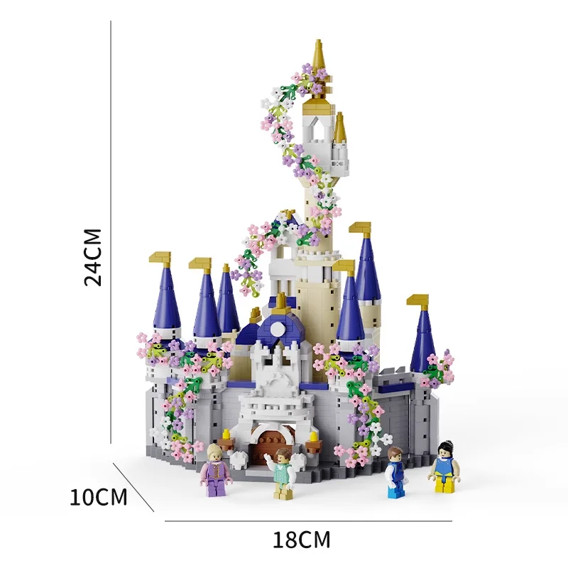 بلو كاسل قطعة صغيرة اللبنات منزل الأميرة القلعة السحرية عيد ميلاد Gif للأطفال DIY لعبة البناء الإبداعية هدية الفتاة #3
