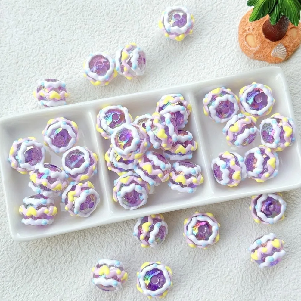 5Pcs/Set Cream Hand-painted Beads Candy Color Handmade Phone Chain Beads Jewelry Accessories Diy Materials Mobile Phone Charms