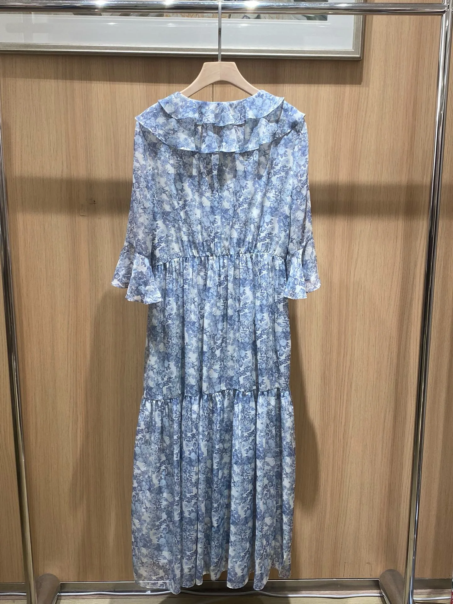 Vestido de seda 100% auténtica para mujer, estampado Floral, Media manga, cuello redondo, Midi, lujo, elegante, informal, dulce y Chic